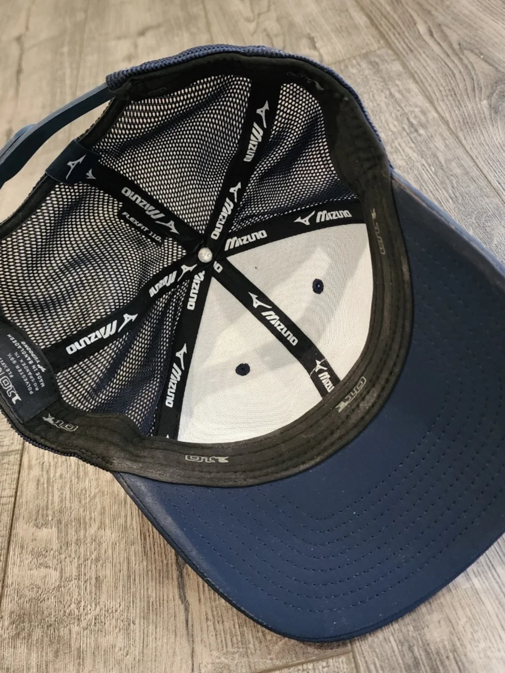 Mizuno Cross Clubs Hat FlexFit Tech 110 Cap Snapback Blue Poly Spandex Mash Golf
